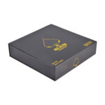 Black box with golden heart logo